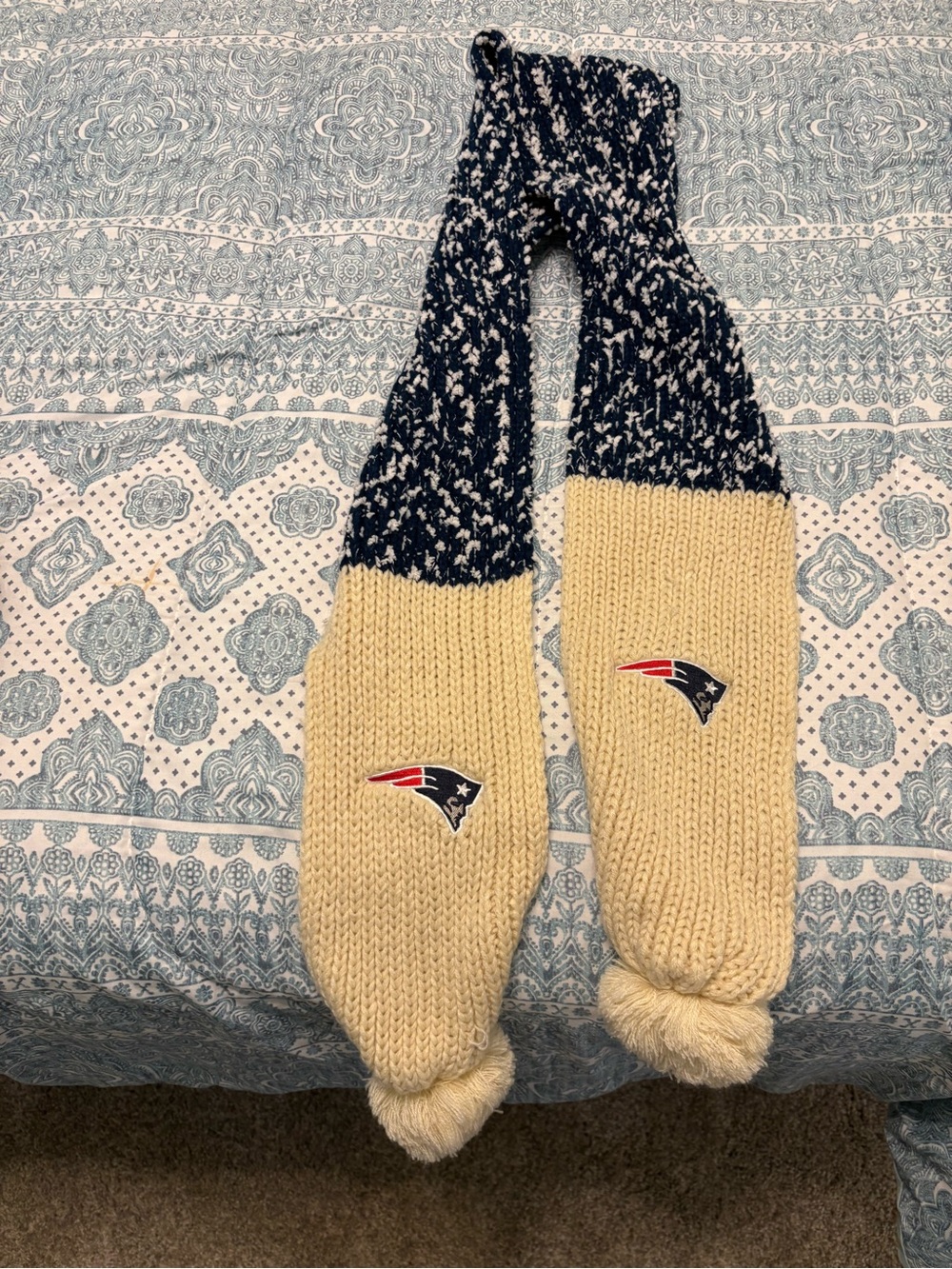 NFL Team Knit Scarf - New England Patriots Navy & Cream